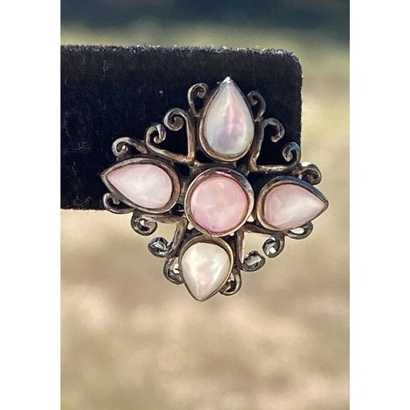 925 CFG Sterling Silver Earrings Oxidized Cross Flower 5.05g - Picture 11 of 11